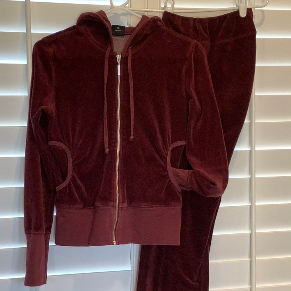 Maroon Velour Sweatsuit Set
